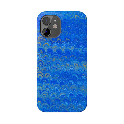 Blue Marbled Design, Italy Feather Phone Case, Multi-Color, Slim Phone Cases, Case-Mate IPHONE16 and all sizes
