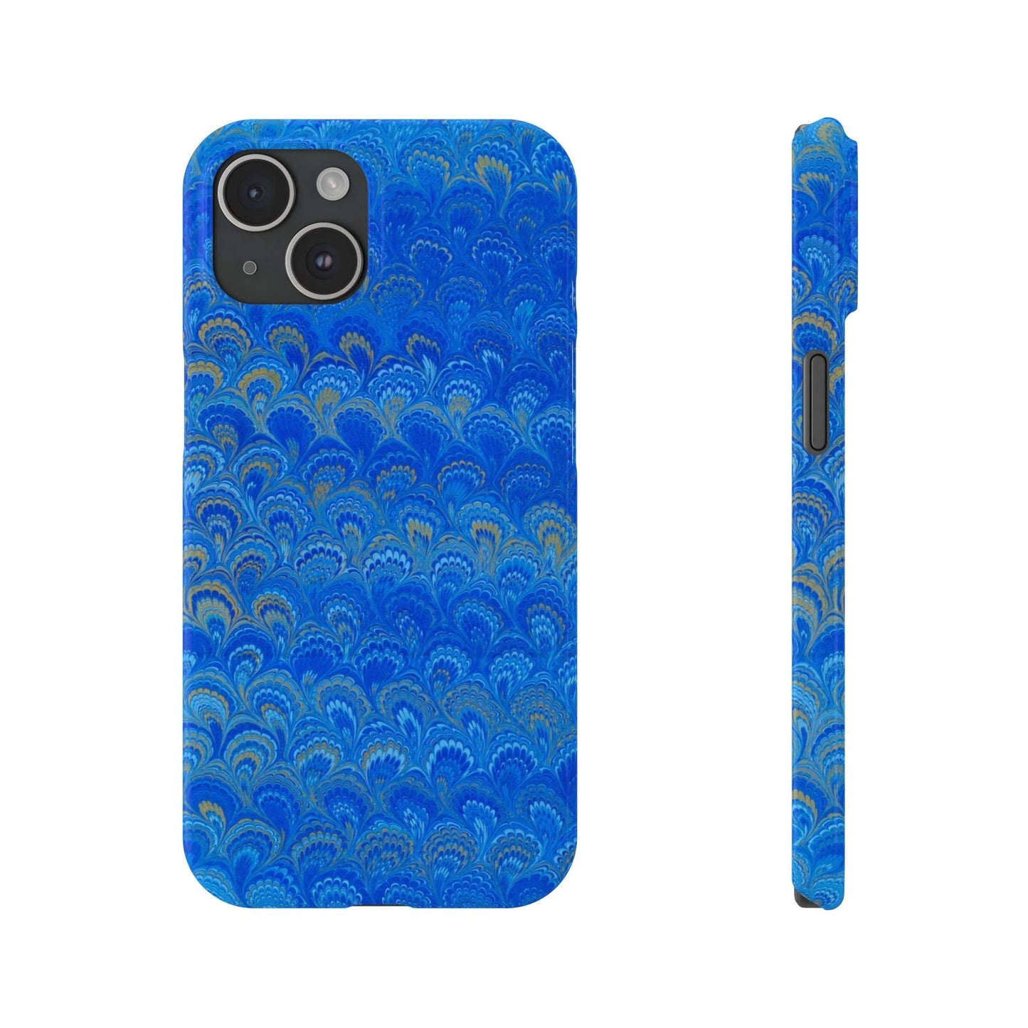 Blue Marbled Design, Italy Feather Phone Case, Multi-Color, Slim Phone Cases, Case-Mate IPHONE16 and all sizes