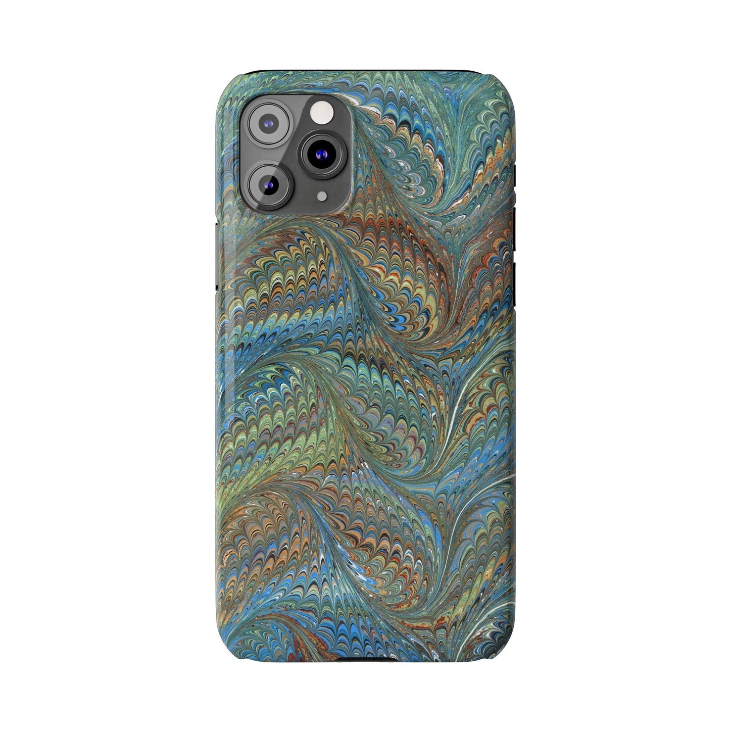 Blue and Green Italian Marbled Swirl Design, Italy Feather Phone Case, Multi-Color, Slim Phone Cases, Case-Mate IPHONE16 and all sizes