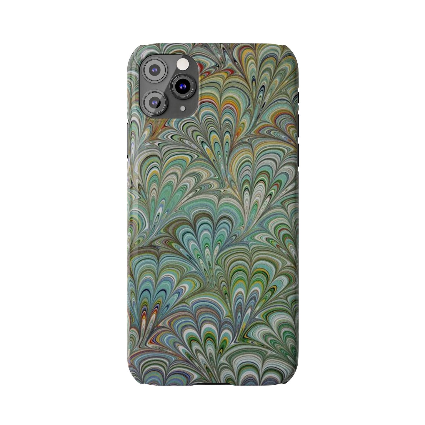 Deep Green Peacock Italian Marbled Design, Italy Feather Phone Case, Multi-Color, Slim Phone Cases, Case-Mate IPHONE16 and all sizes