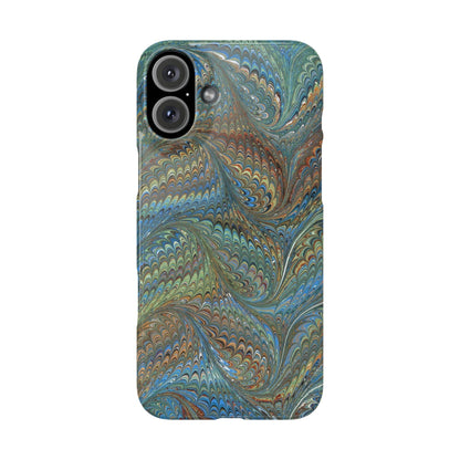 Blue and Green Italian Marbled Swirl Design, Italy Feather Phone Case, Multi-Color, Slim Phone Cases, Case-Mate IPHONE16 and all sizes