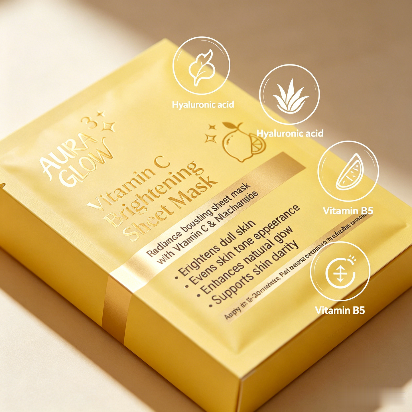 Aura Glow Vitamin C & Niacinamide Hydrating Face Mask | Moisturizing & Radiance-Boosting Care for Smooth-Looking Skin