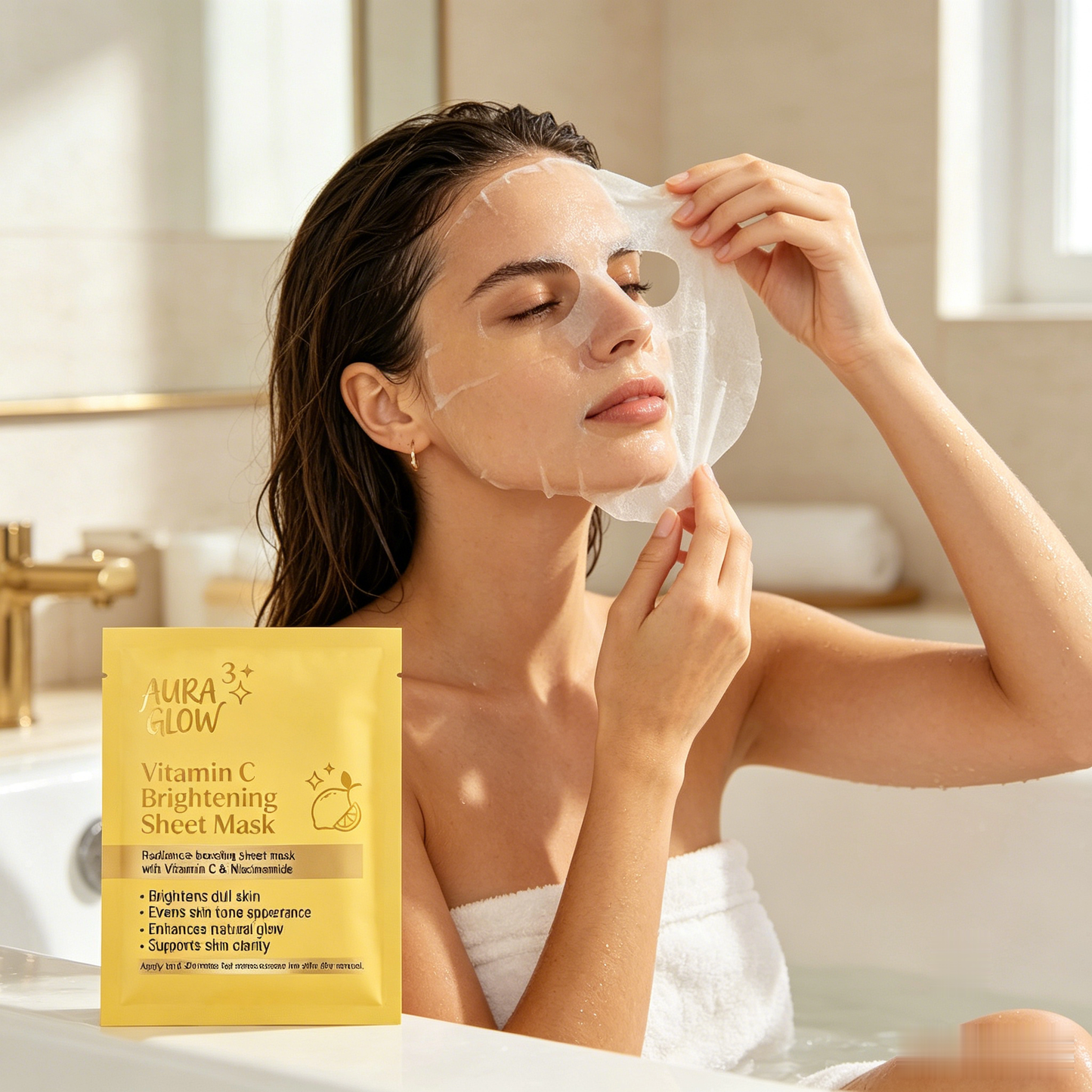 Aura Glow Vitamin C & Niacinamide Hydrating Face Mask | Moisturizing & Radiance-Boosting Care for Smooth-Looking Skin